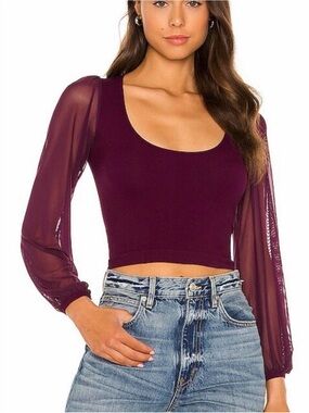 Intimately by Free People Women’s Scoop Neck Long Sleeve Top in Deep Plum